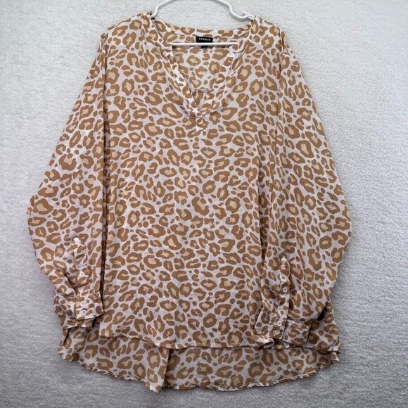 torrid Tops - Torrid Shirt Womens 3XL Tunic Pullover Animal Print Blouse Long Sleeve Roll Tab